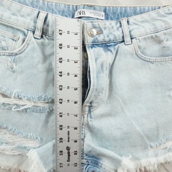 Zara Light Blue High Waist Denim Shorts - Picture 6 of 9